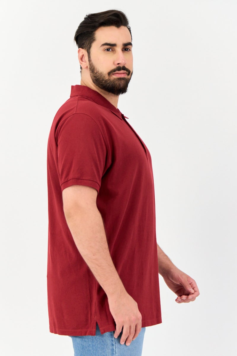 Celio Men Regular Fit Short Sleeves Solid Polo Shirt, Dark Red - Image 2